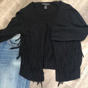 INC cropped sweater with fringe